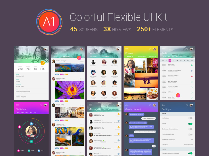 Kit d’interface utilisateur flexible coloré