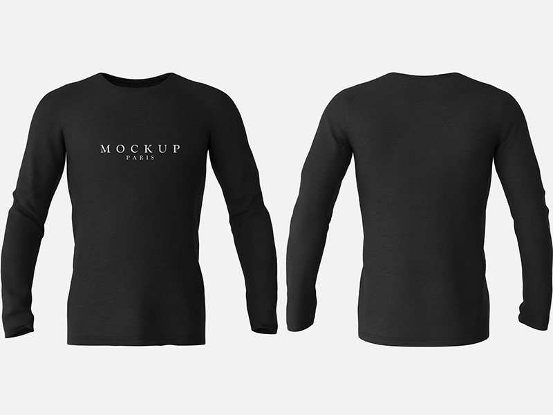 Long Sleeve T-Shirt Mockup Front & Back