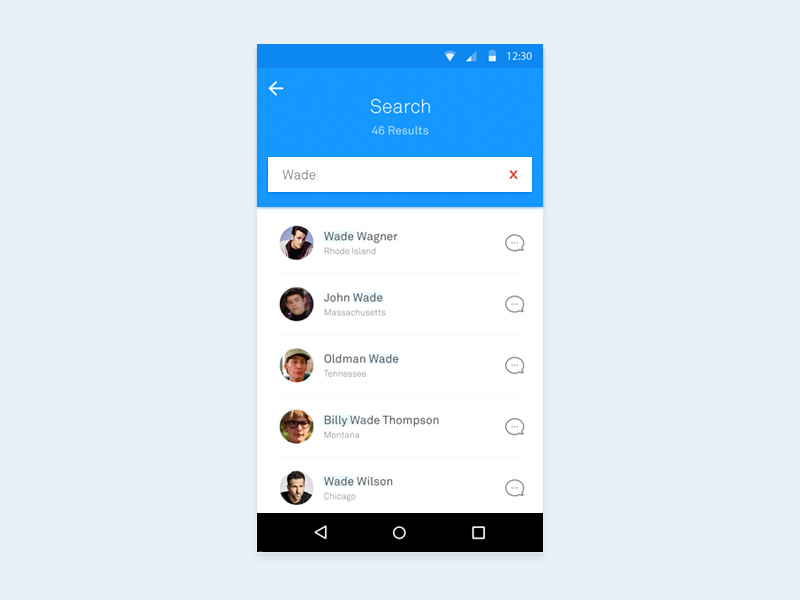 Android App Search screen