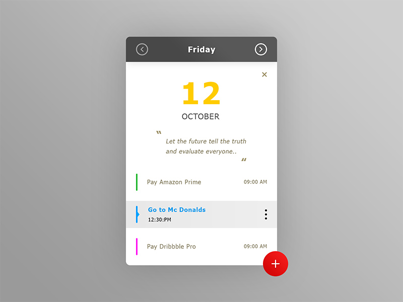 Шаблон пользовательского интерфейса мобильного календаря