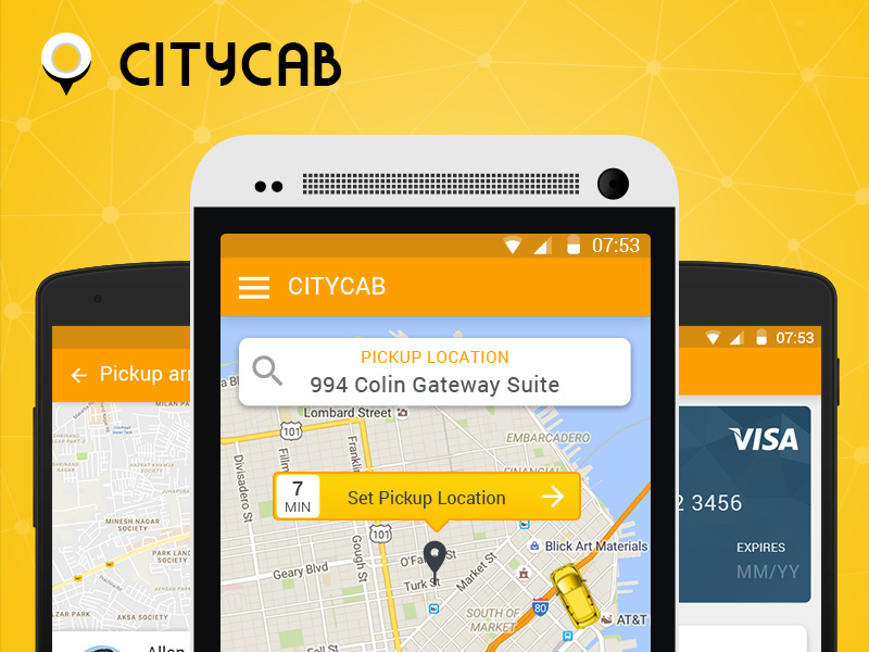 Interface utilisateur de l’application de taxi Uber-Like