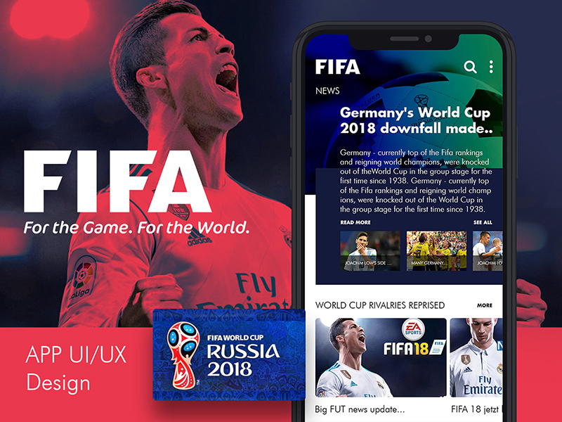 FIFA Fussball-Weltmeisterschaft 2018 App-Konzept