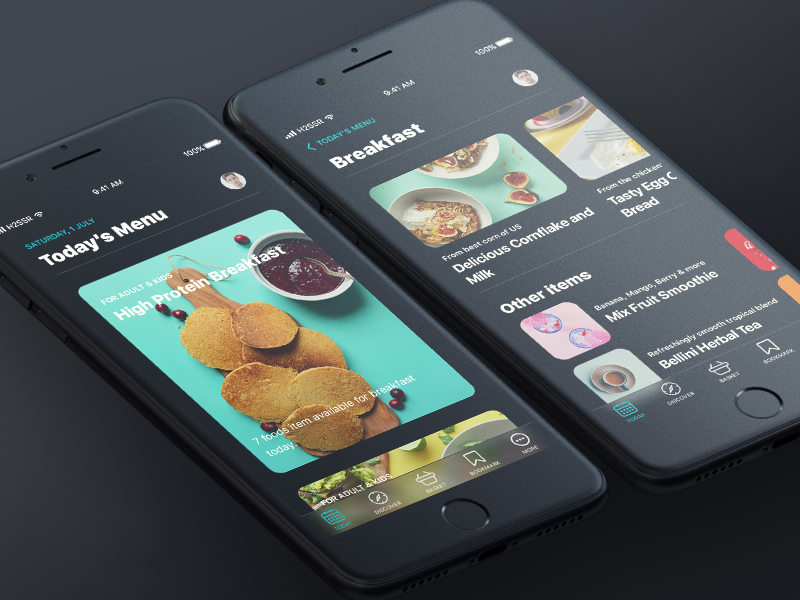 Pantallas de la aplicación Dark Food iOS 11