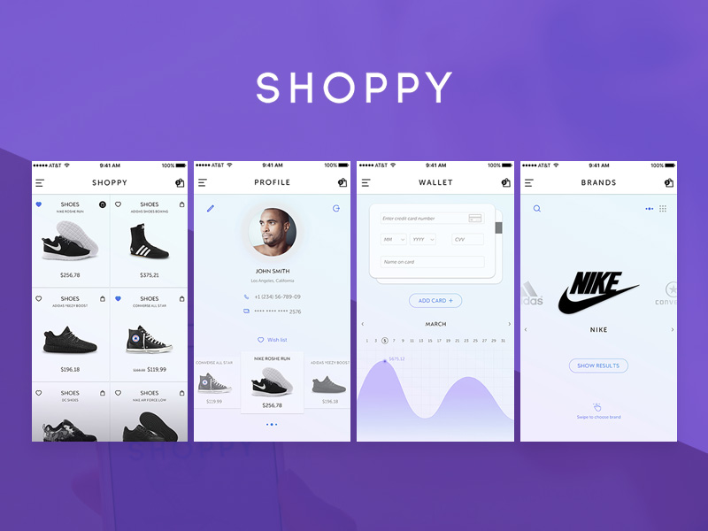 Shoppy Электронная коммерция Мобильное приложение пользовательский интерфейс / UX