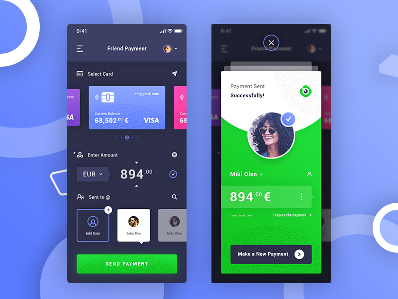 Diseño de la aplicación de pago de iOS de Friend Success