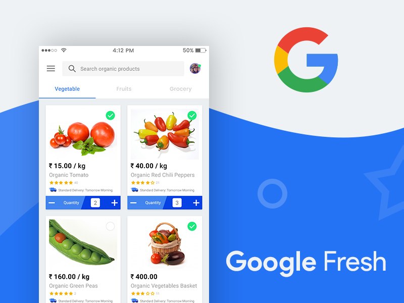 Diseño de la interfaz de usuario de la aplicación Google Fresh