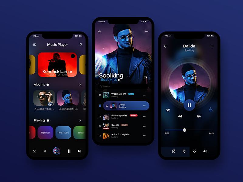 Music Player UI-Designbildschirme