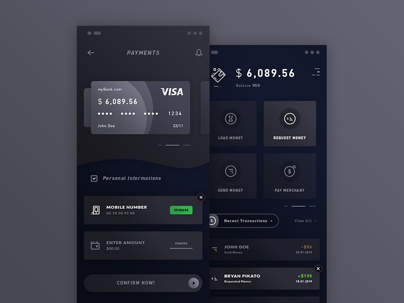Plantilla de diseño de aplicaciones para iOS de Payments & Wallet