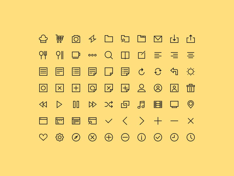 70 icônes simples