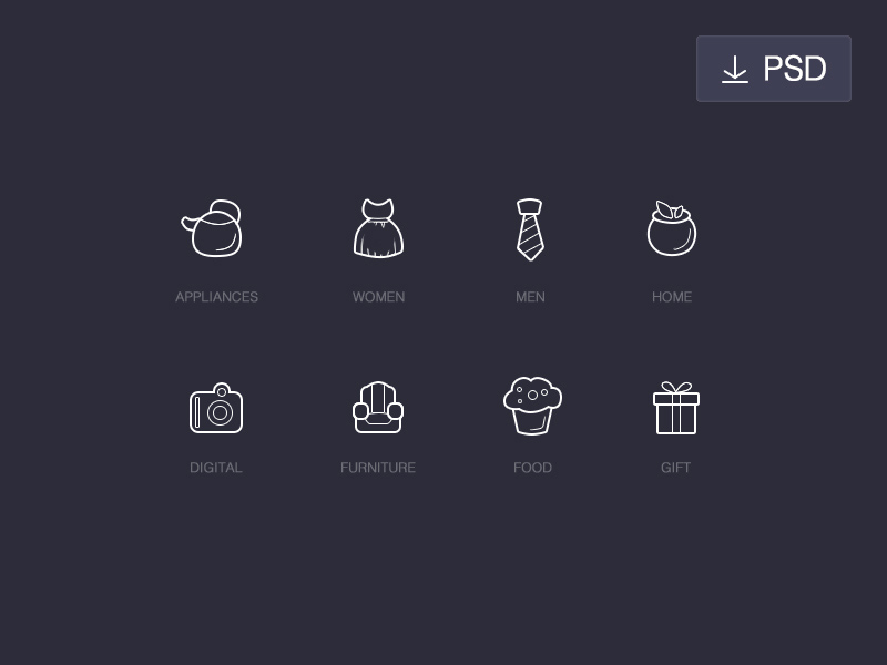 Iconos de esquema para la categoría de compras
