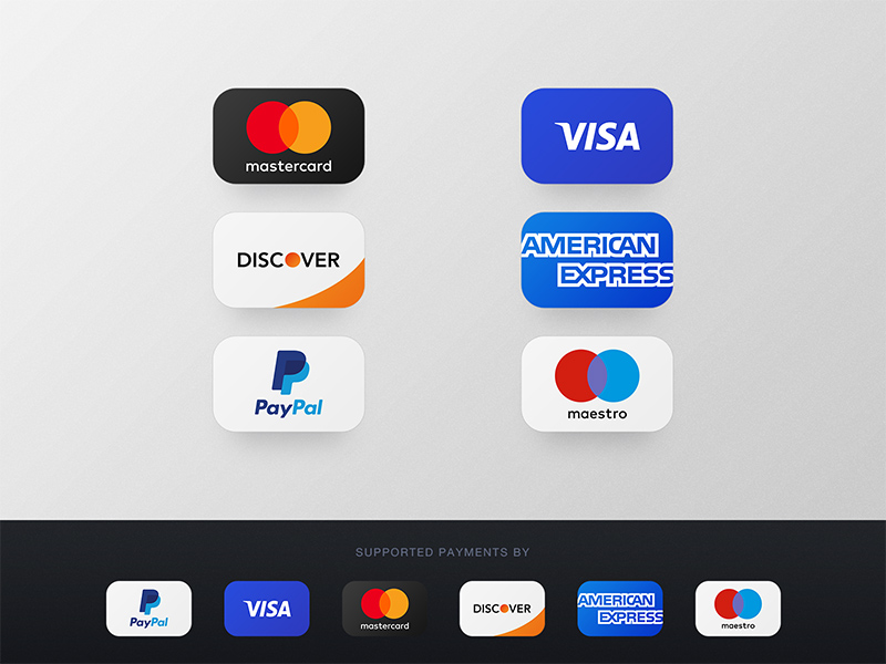 Icônes de paiement par carte de crédit