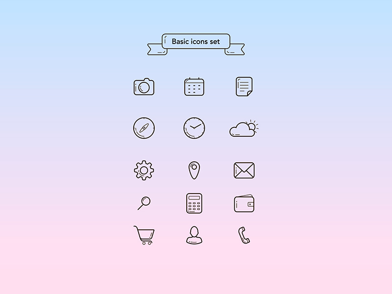 Conjunto básico de iconos de la interfaz de usuario
