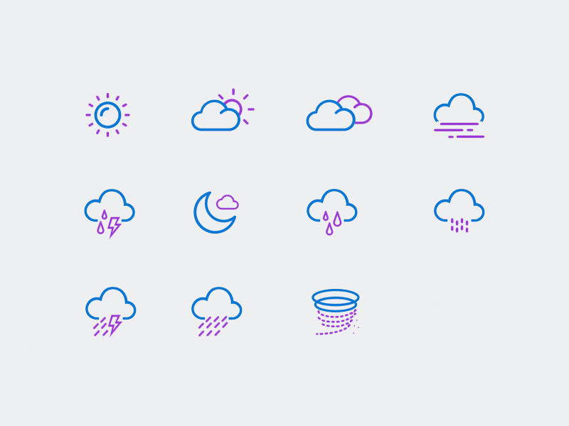 Iconos de la aplicación meteorológica
