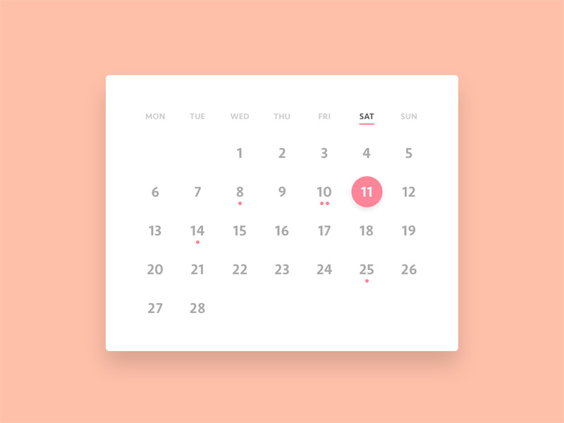 Interface utilisateur minimaliste de calendrier