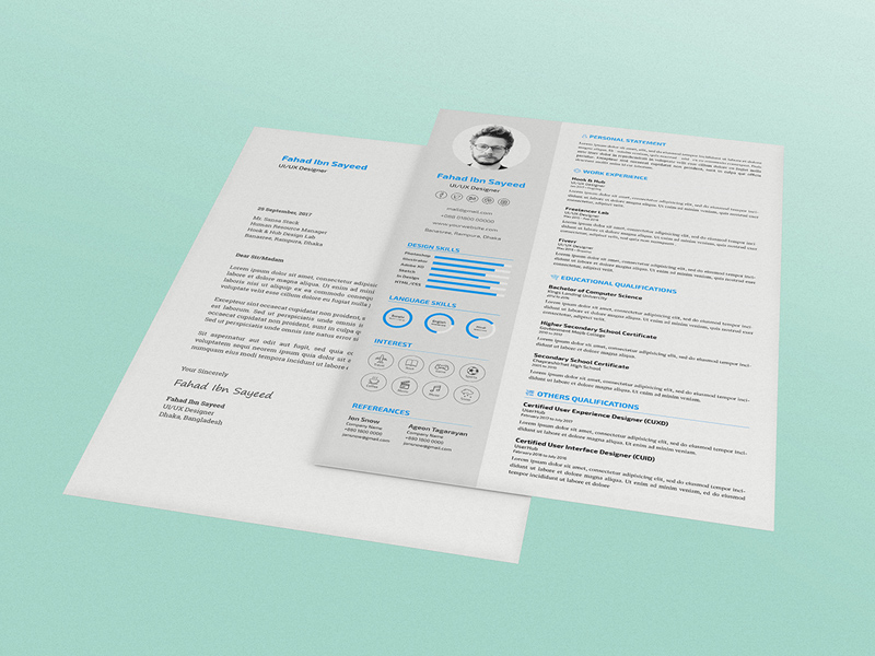 Free CV/Resume PSD Template With Cover Letter