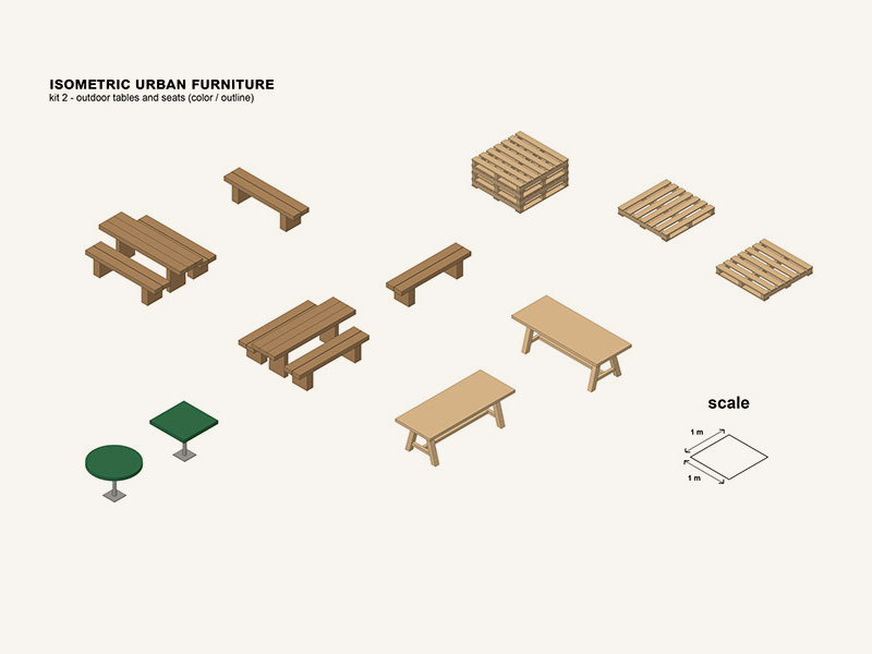 Kit de muebles de exterior isométrico Parte 2