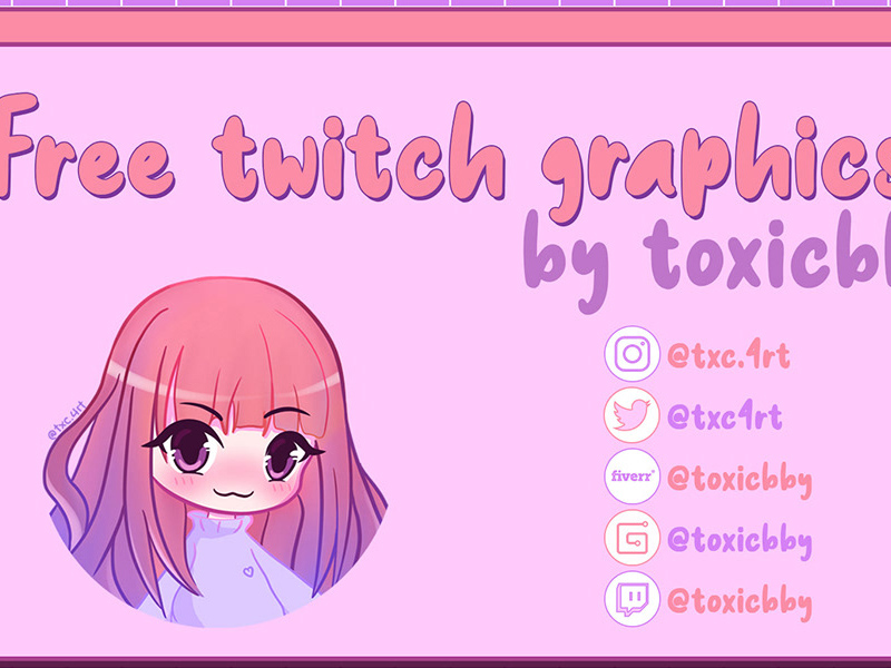 Cute Waifu Stream Overlay  Alerts Package for Twitch and Youtube