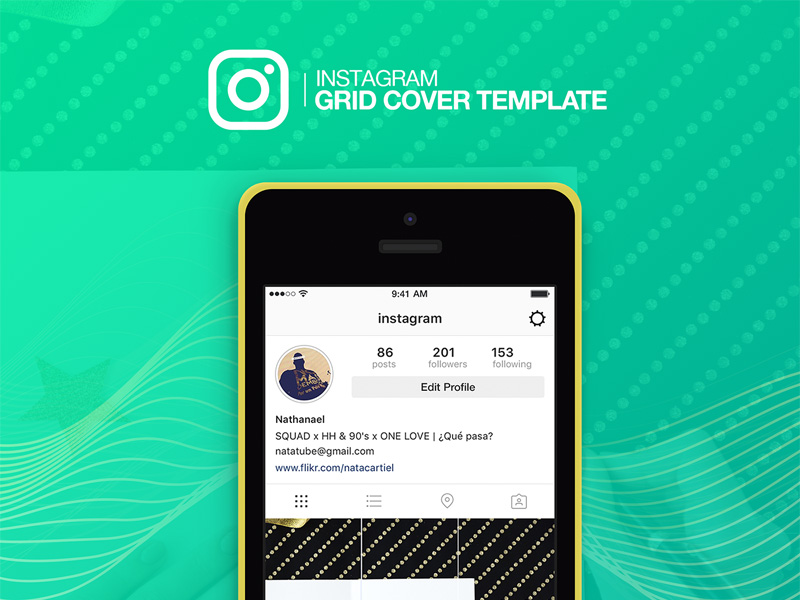 Modèle de couverture de grille Instagram