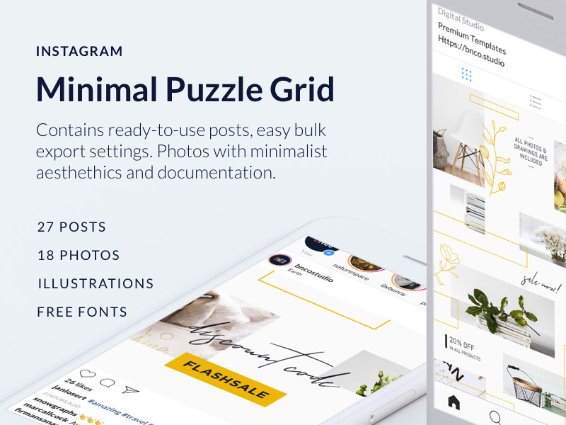 Minimal Instagram Puzzle Grid Template