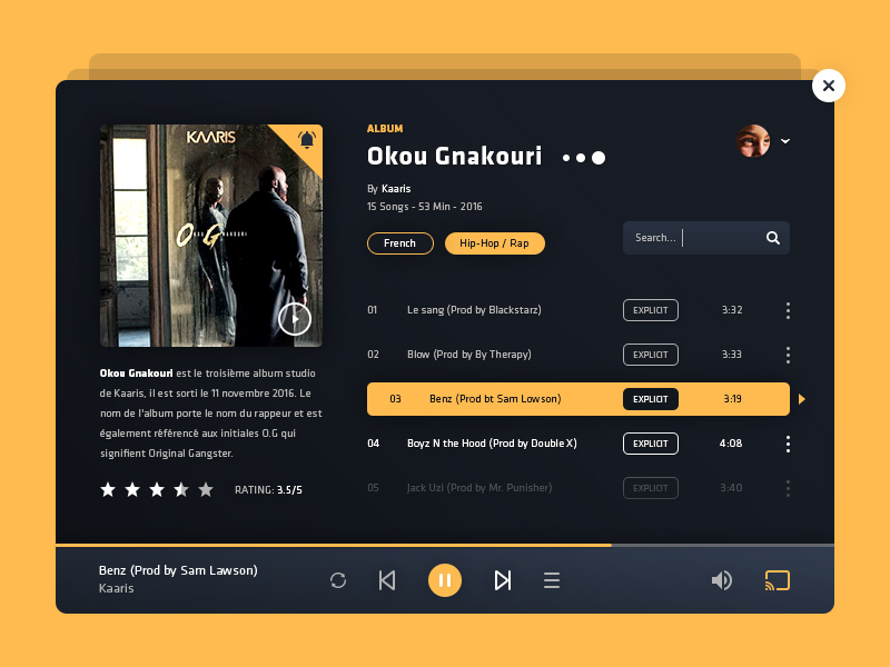 Music Player Web UI Design