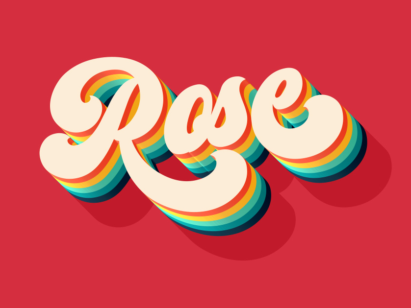 Rose - France | Effet texte rétro et vintage