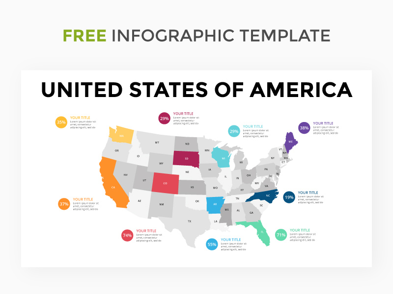 米国インフォグラフィックマップテンプレート