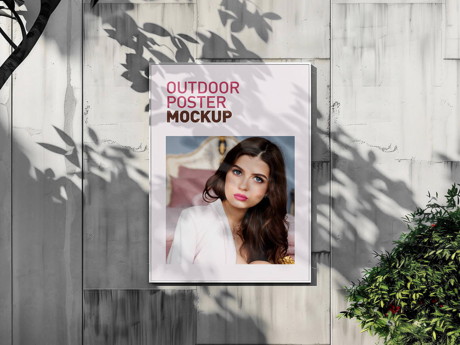 Wall Mounted Large Framed Shadow Poster Mockup