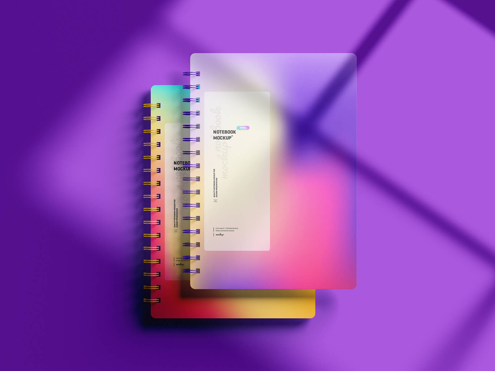 Shadow Overlay Spiral Notebook Mockup