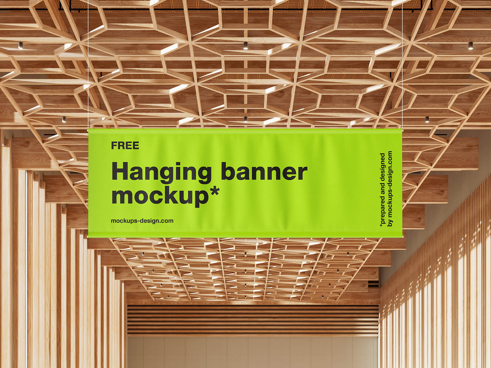 Expo Hall Ceiling Hanging Banner Mockup