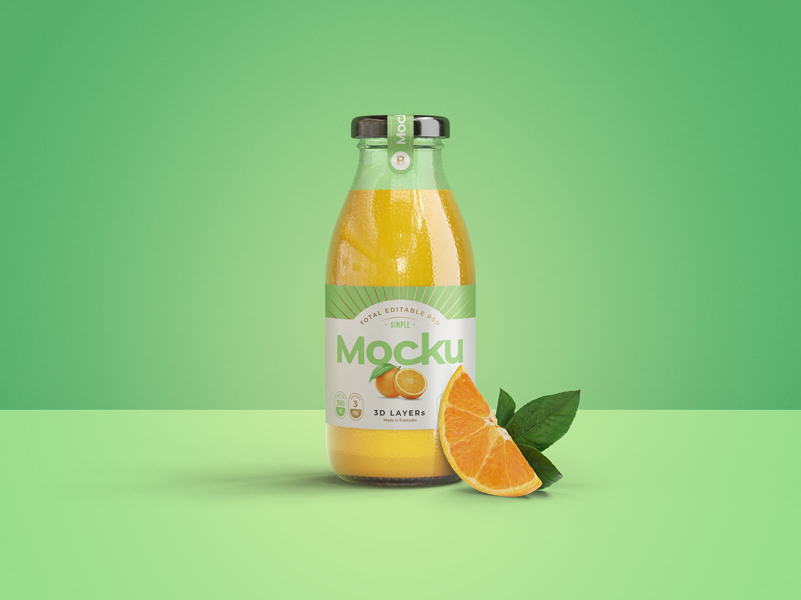 Maqueta de botellas de jugo de naranja premium