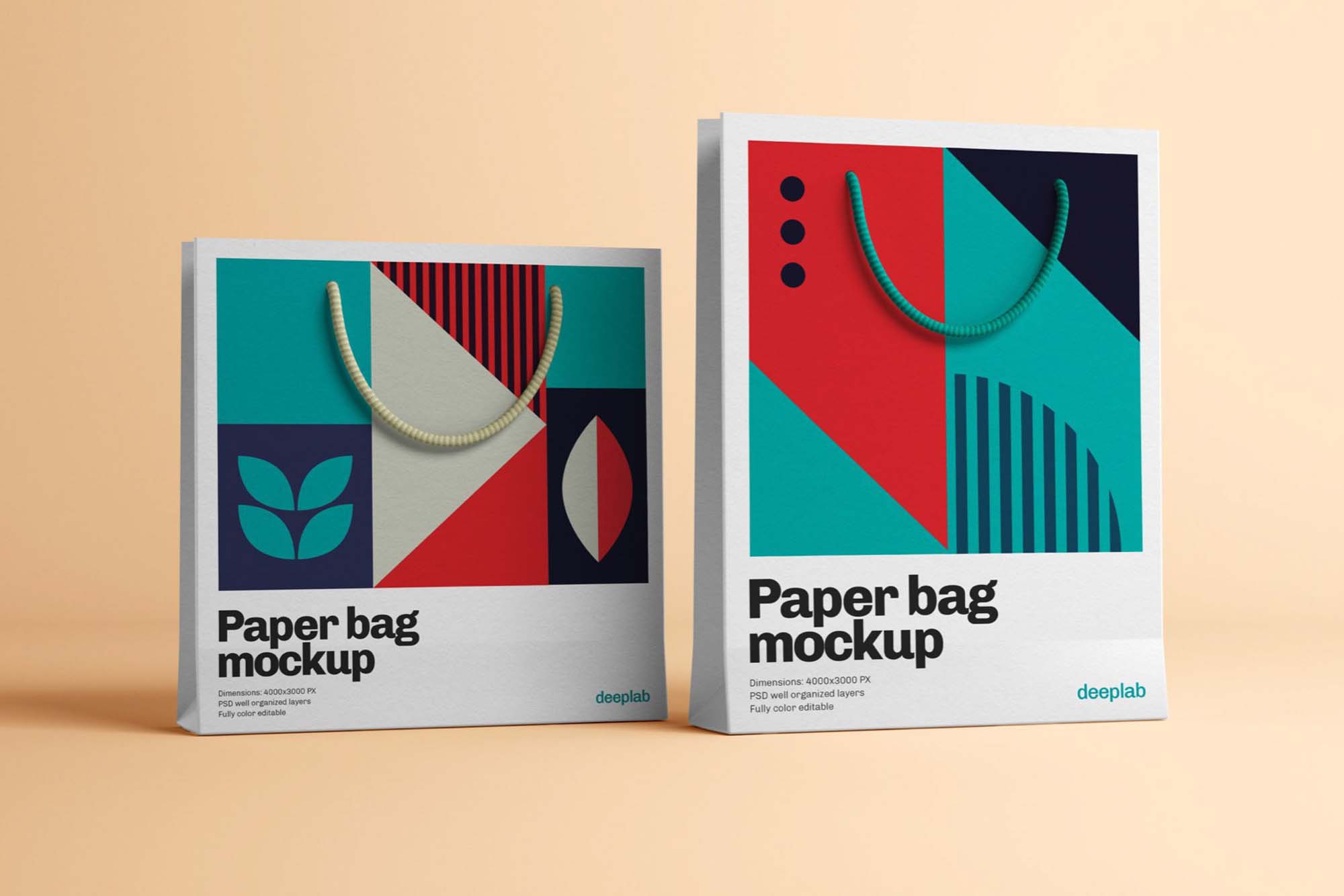 4 maquettes de sac en papier gratuit