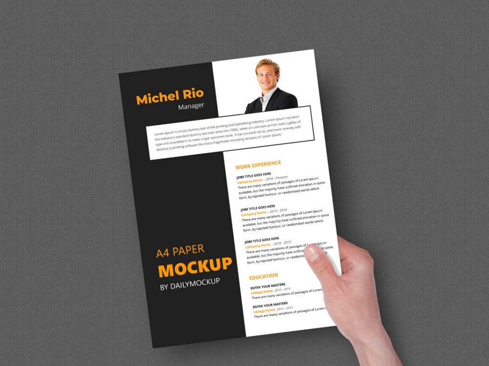 Hand Holding A4 Mockup Paper