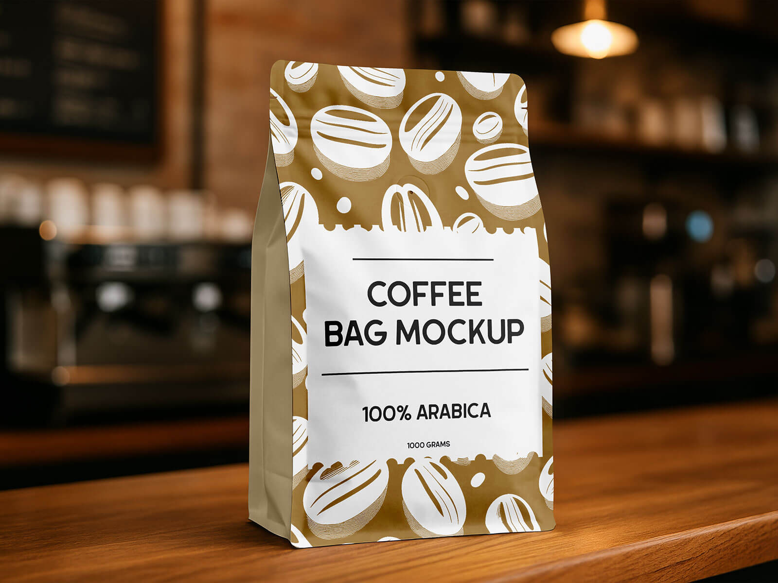 大型紙製コーヒースタンディングバッグのモックアップ