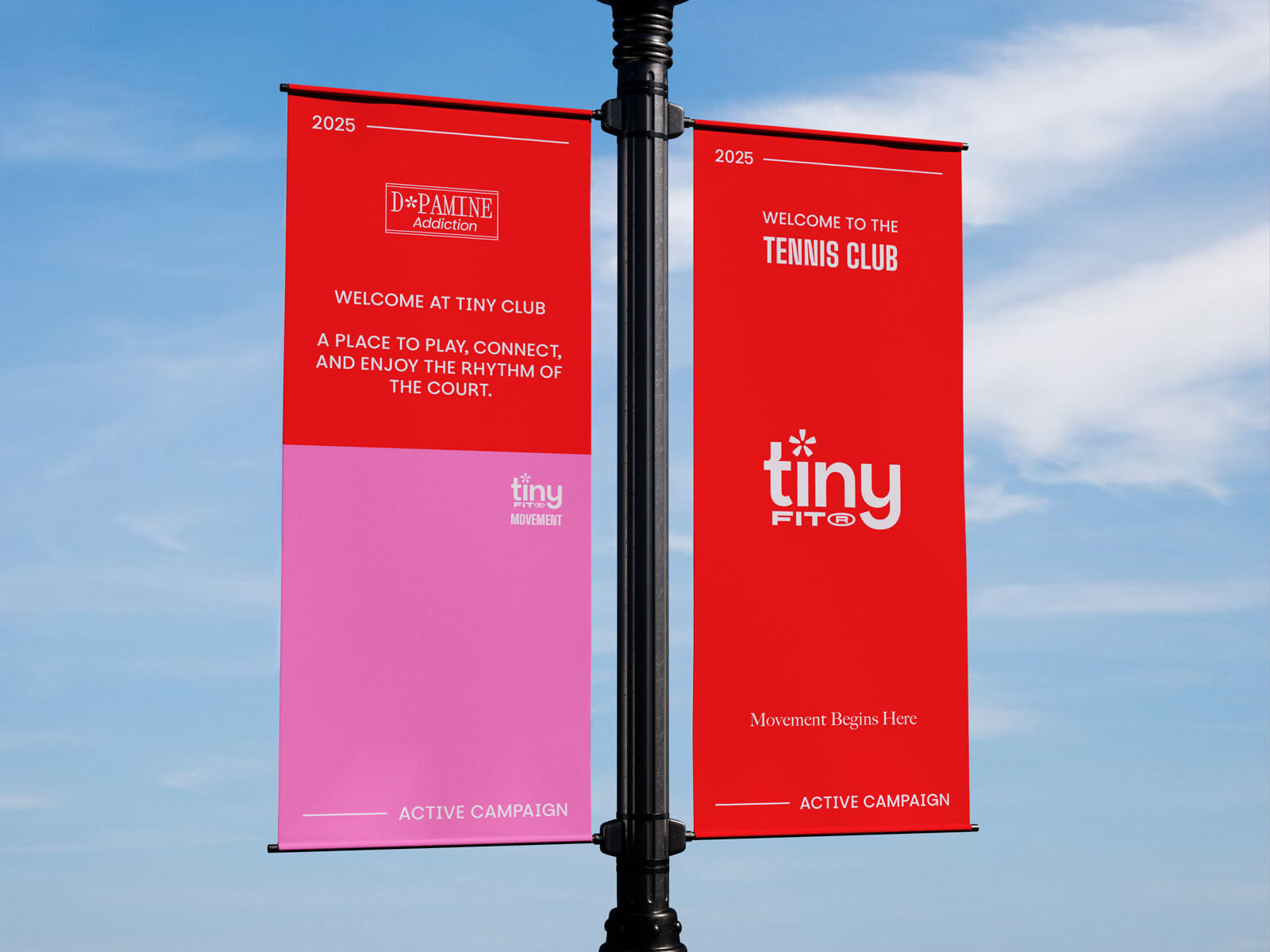 Double-Sided Twin Lamp Post Banner Mockup