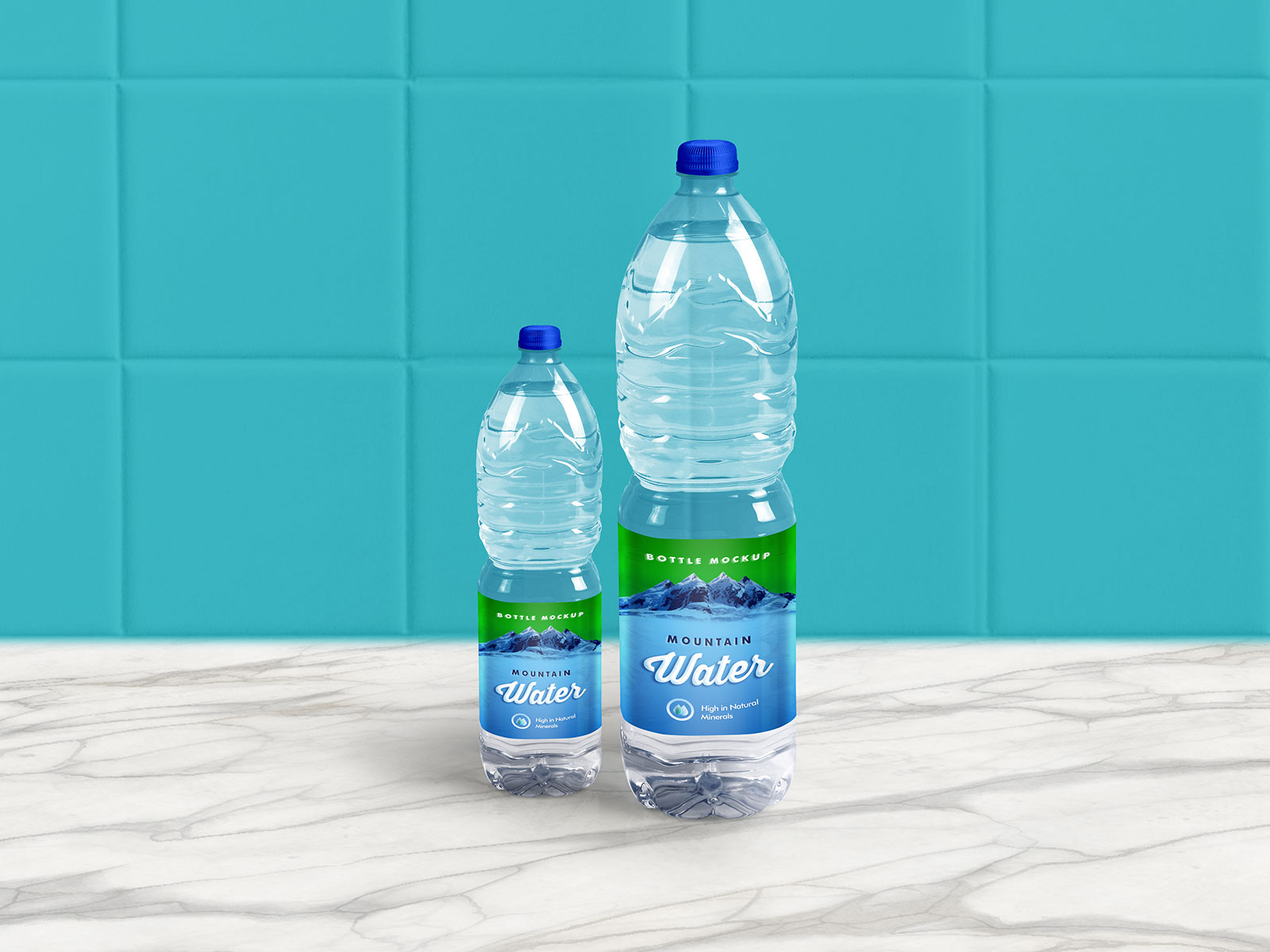 1 Liter Mineral / Drinking Water Bottle Mockup