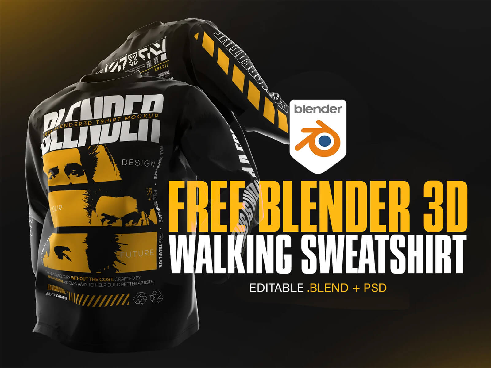 3D Animated Blender Walking Sweatshirt Mockup