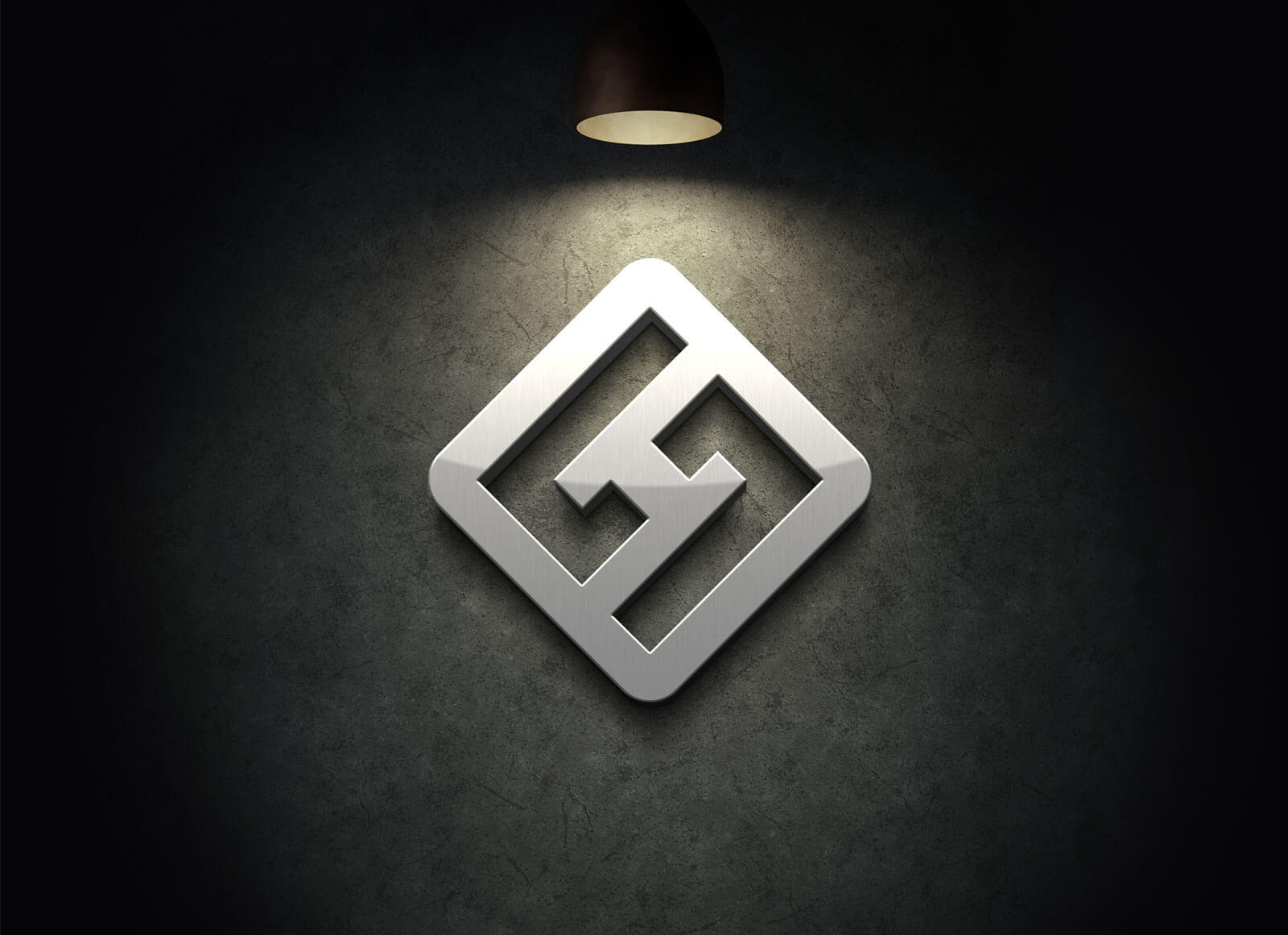 Logotipo 3D en la maqueta de pared