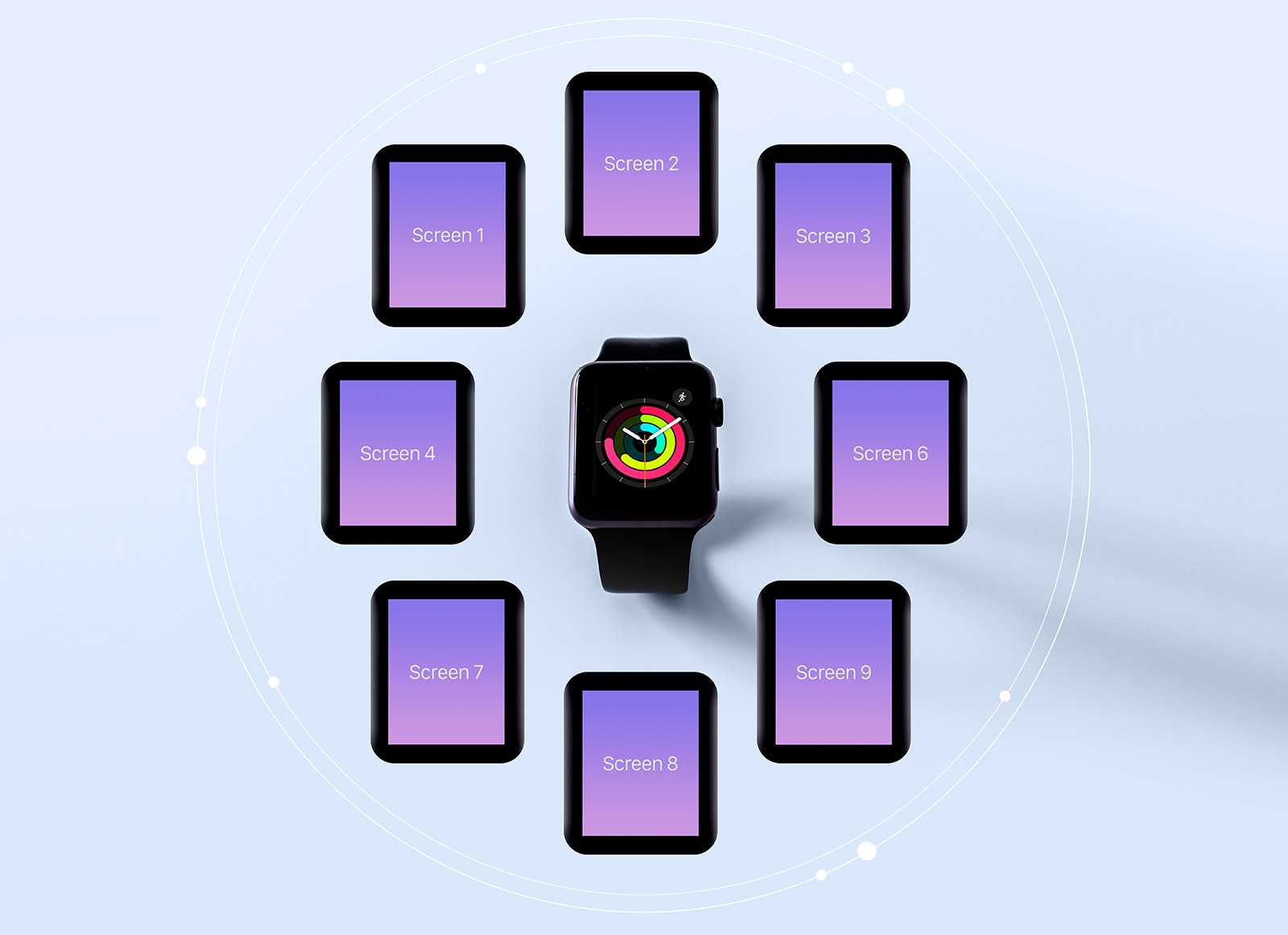 Maqueta de pantalla de la aplicación Apple Watch