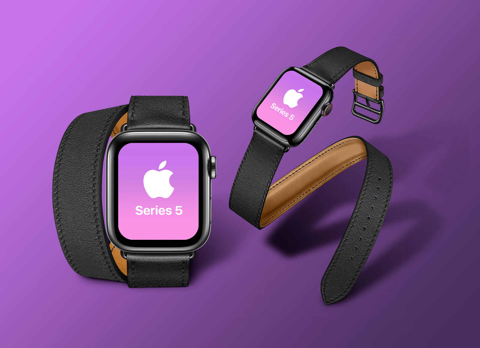 Apple Watch Series 5 Mockup with Black Band