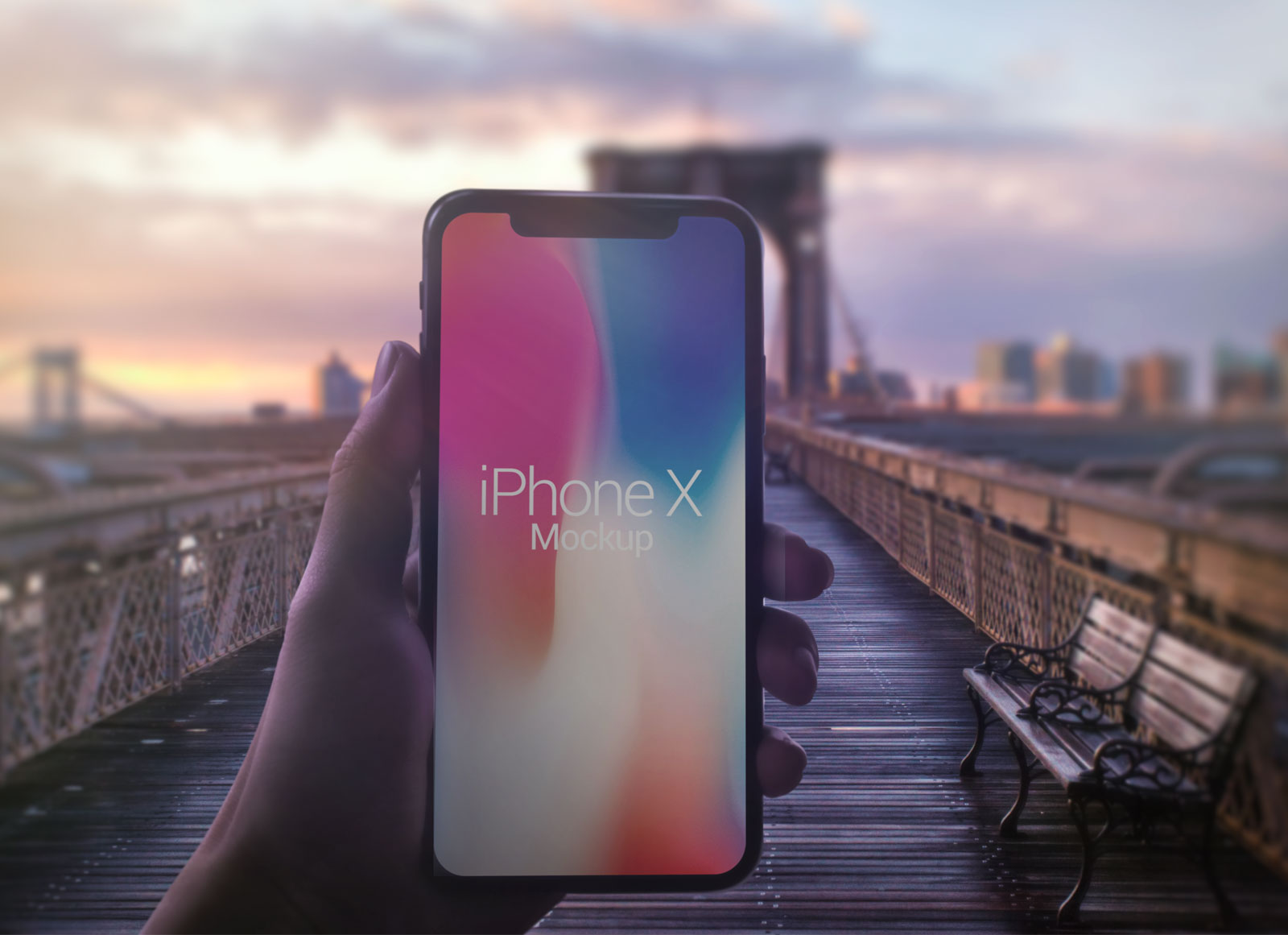 Apple iPhone X в руке фото макет