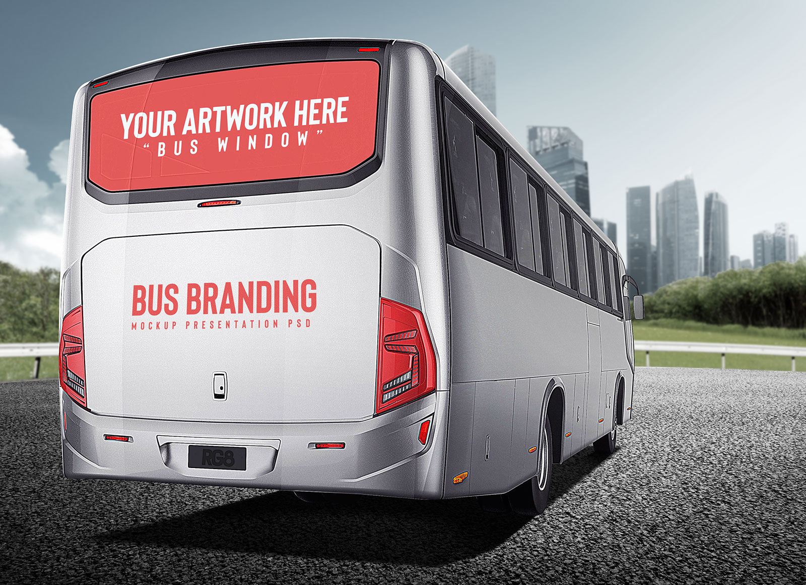 Mockup de marca de anuncios en el autobús
