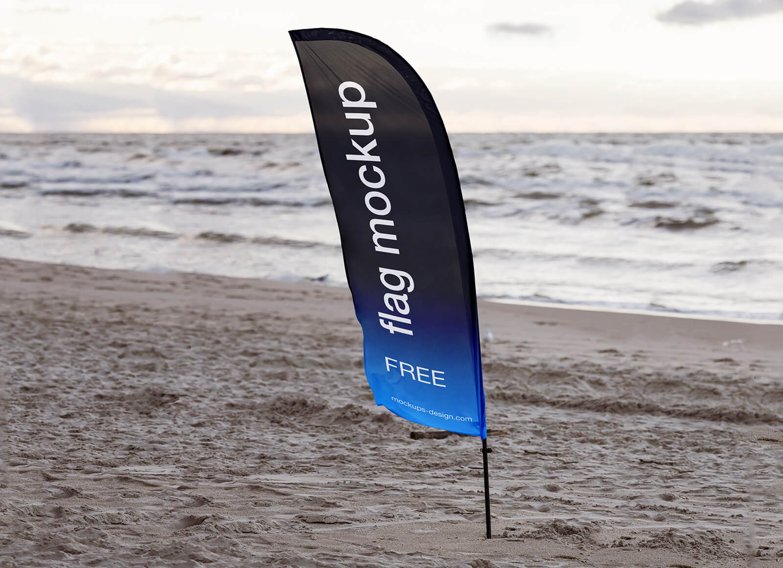 Banner de playa maqueta de bandera de plumas