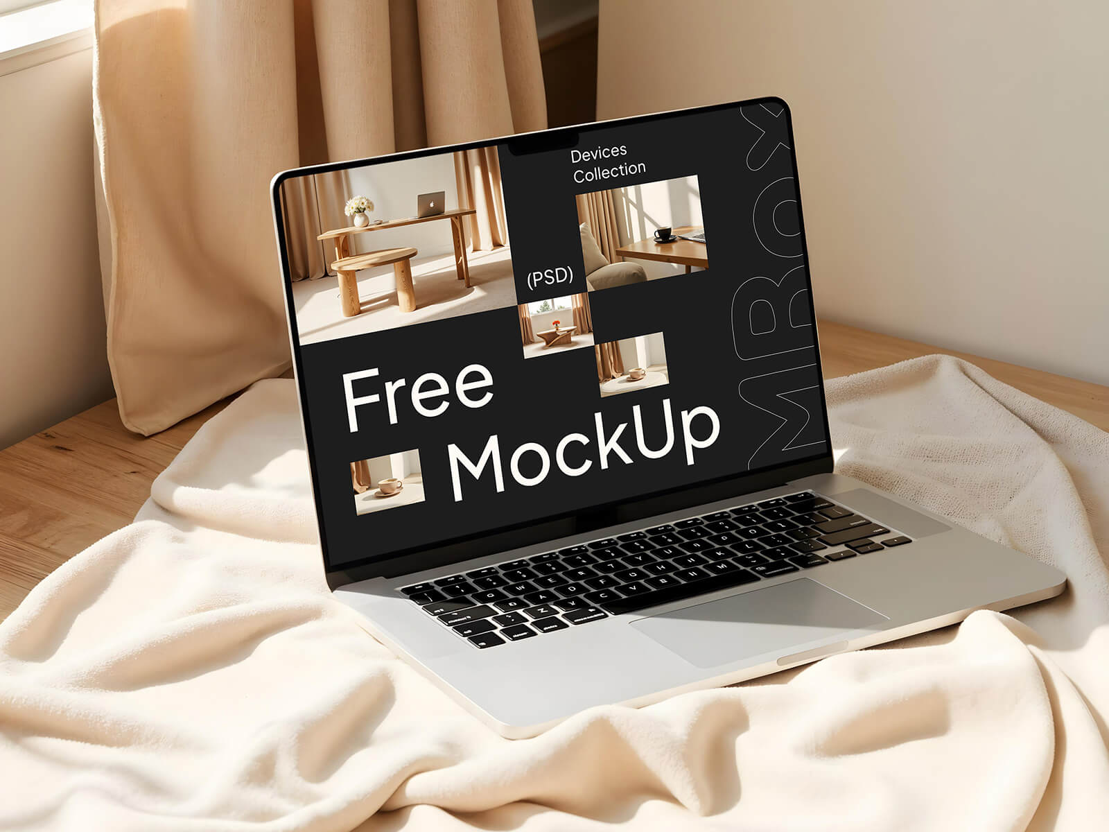 Мокапы MacBook в бежевых тонах