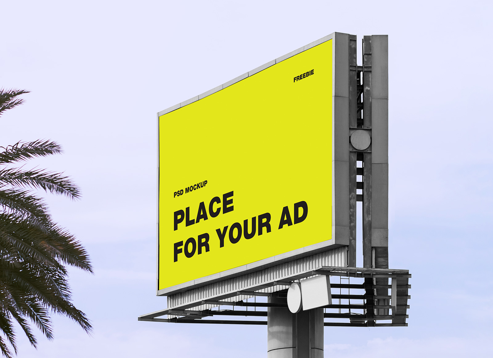 Tilted Outdoor Advertising Billboard Mockup