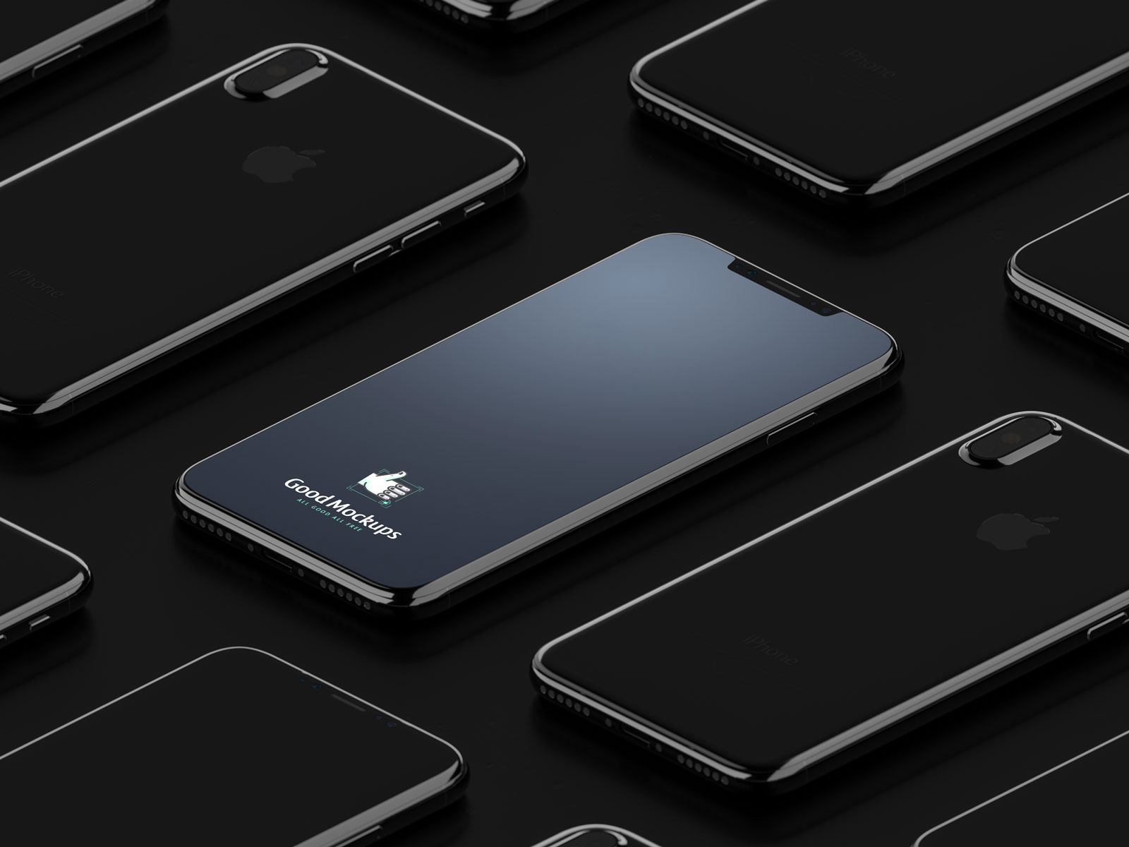 Black Isometric Apple iPhone x макет