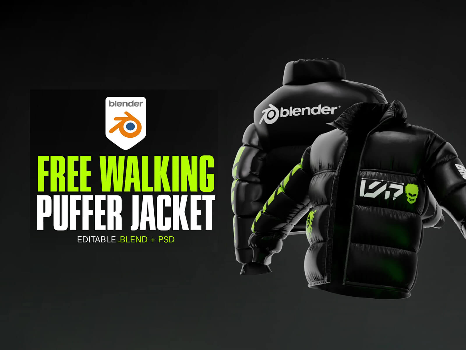 Blender Pufferjacke 360 ​​Spin Walking 3D-Modell