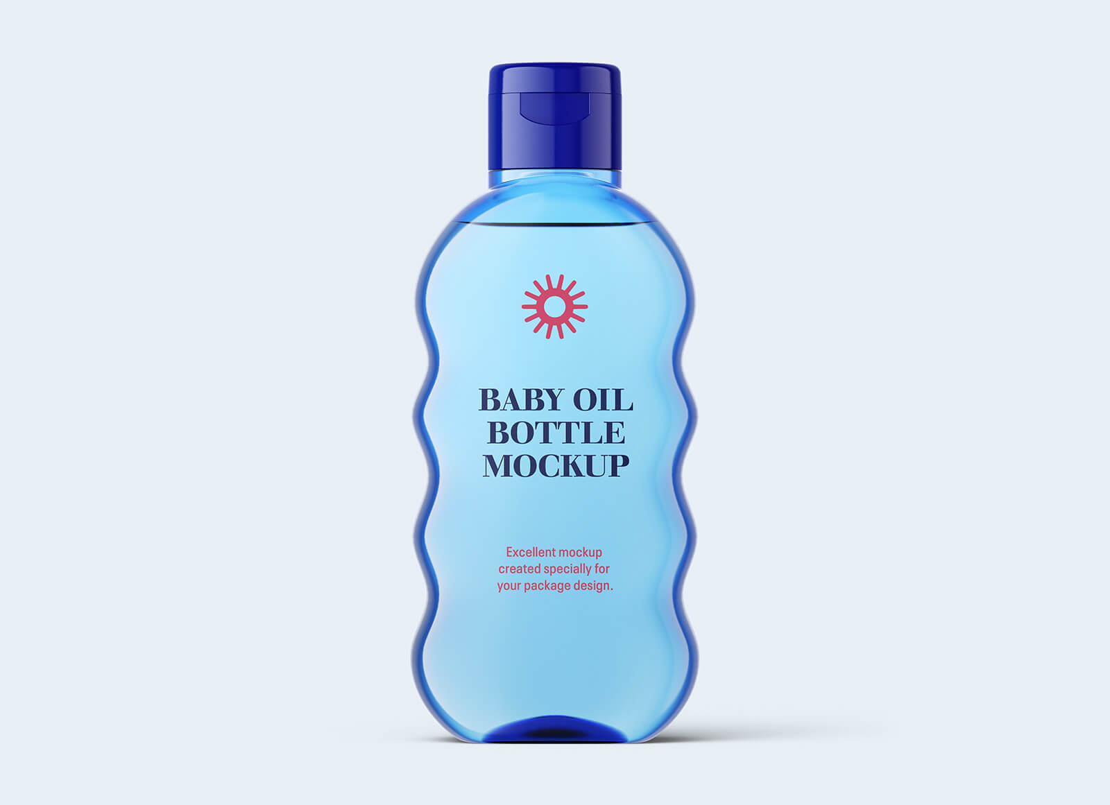 Maqueta de botellas de aceite de bebé azul