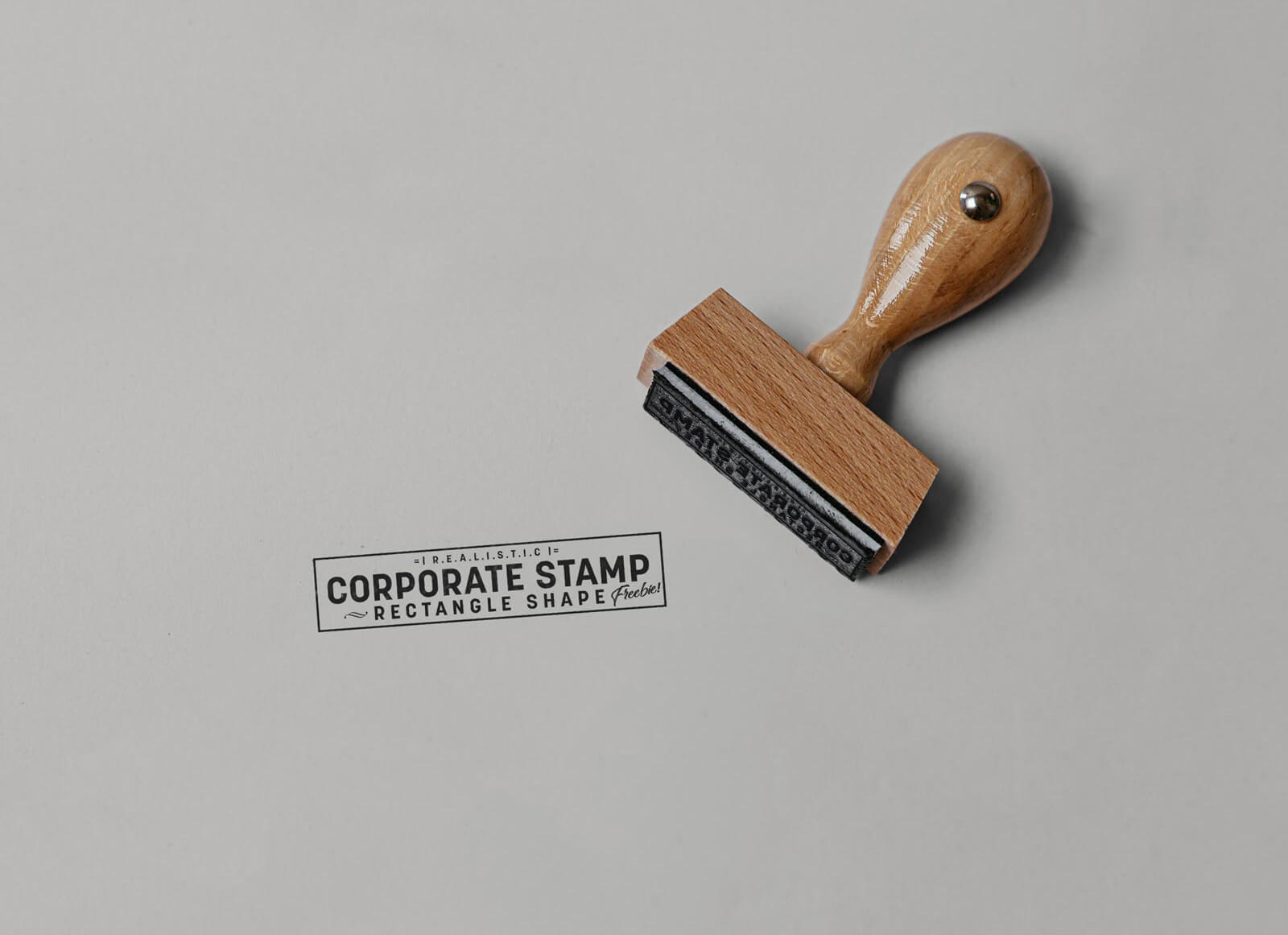 Brown Wooden Rubber Stamp Mockup