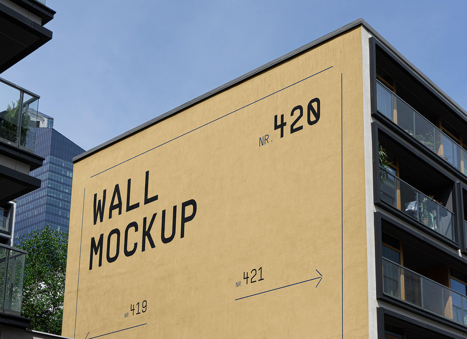 Building Side Elevation Wallscape Mockup