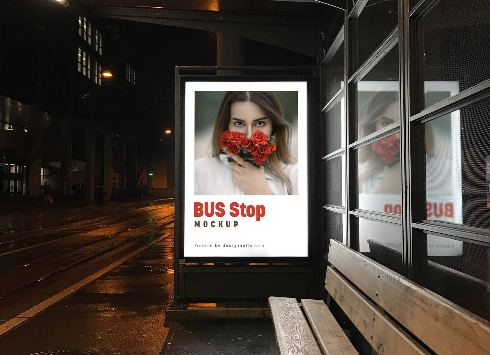 バス停のポスターモックアップ